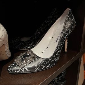 MANOLO BLAHNIK A Decade of Love Special Edition Black 105 heels - *brand new*